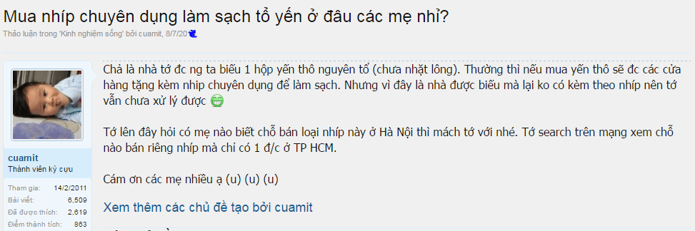 Câu hỏi: Mua nhíp nhặt lông yến sào ở đâu?